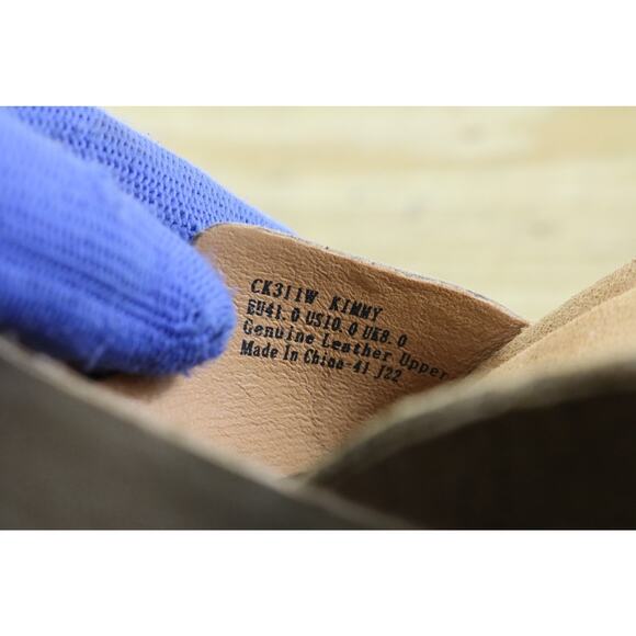 New Aetrex Womens Sandals 10 Brown Beige Leather Wedge Cork Sole Buckle - Picture 8 of 8